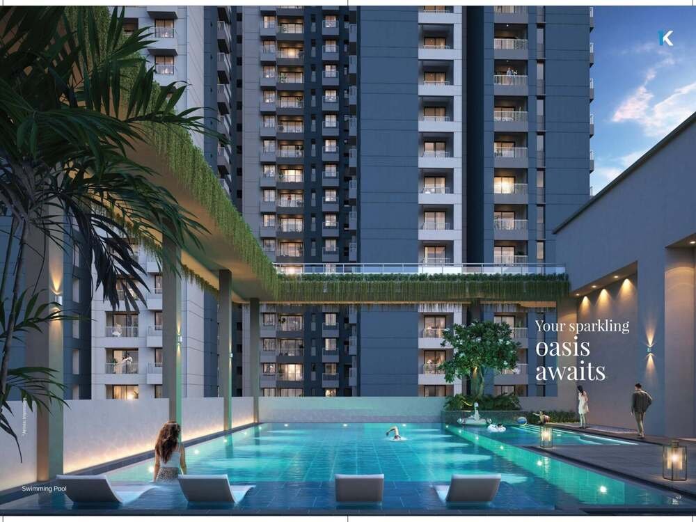 Swimming pool with water loungers at EKAM